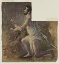 Knælende mandsfigur